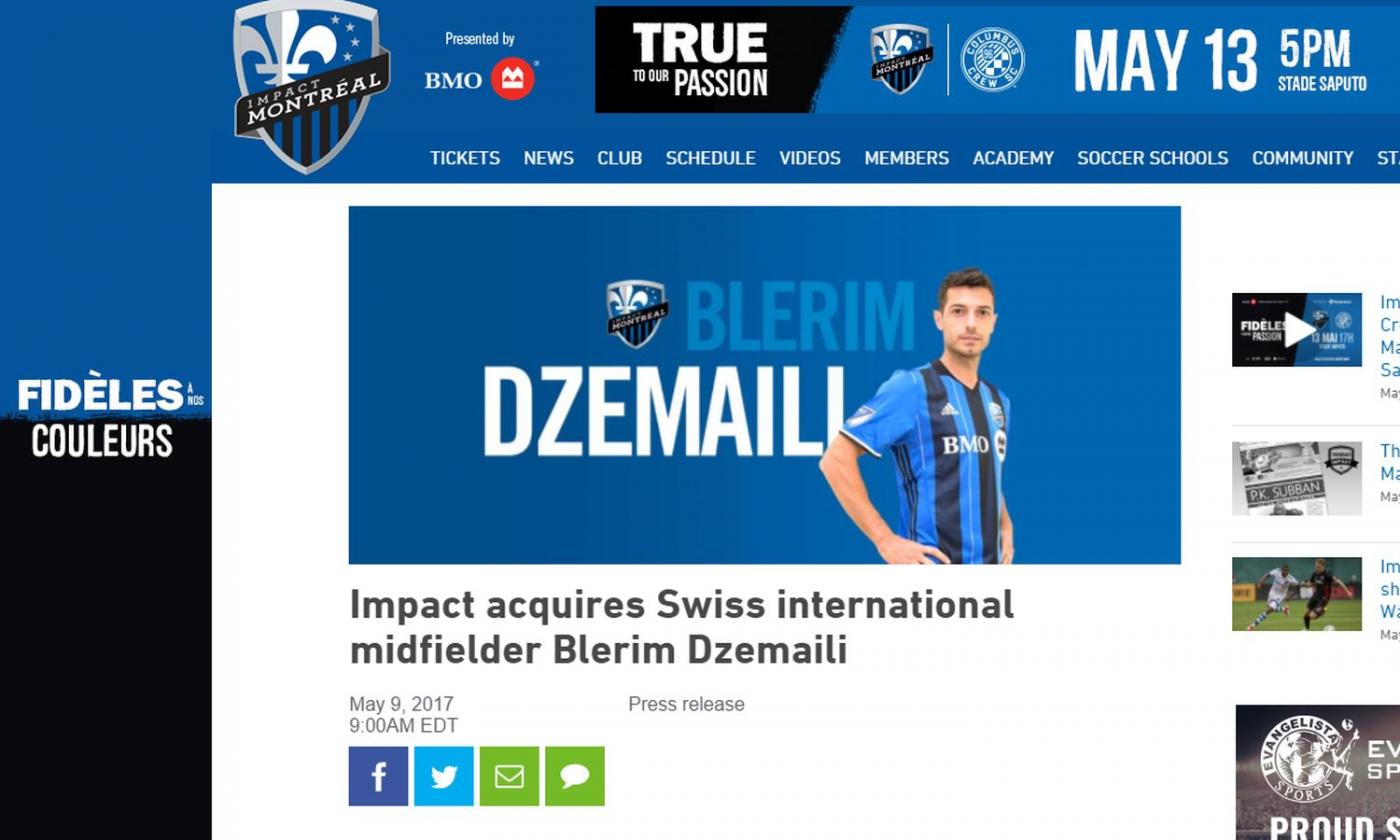 UFFICIALE Montreal: preso Dzemaili