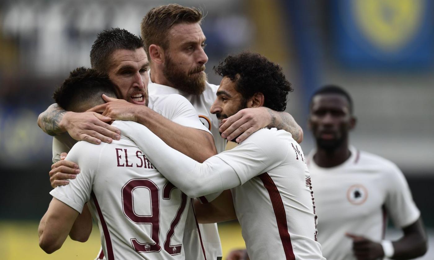 Roma, manita al Chievo e -1 dalla Juve