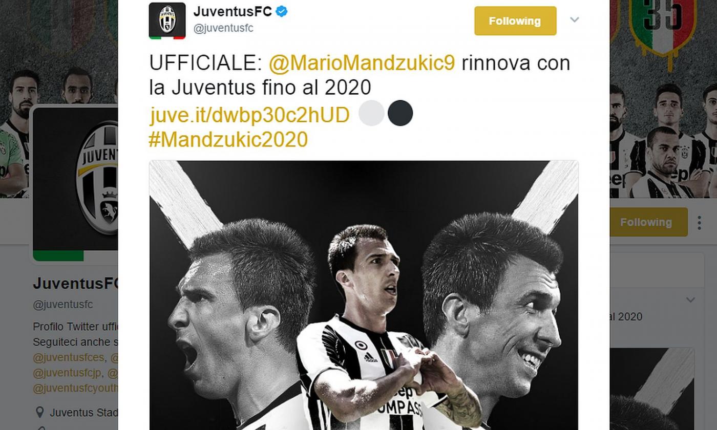 Juve, UFFICIALE: rinnova Mandzukic