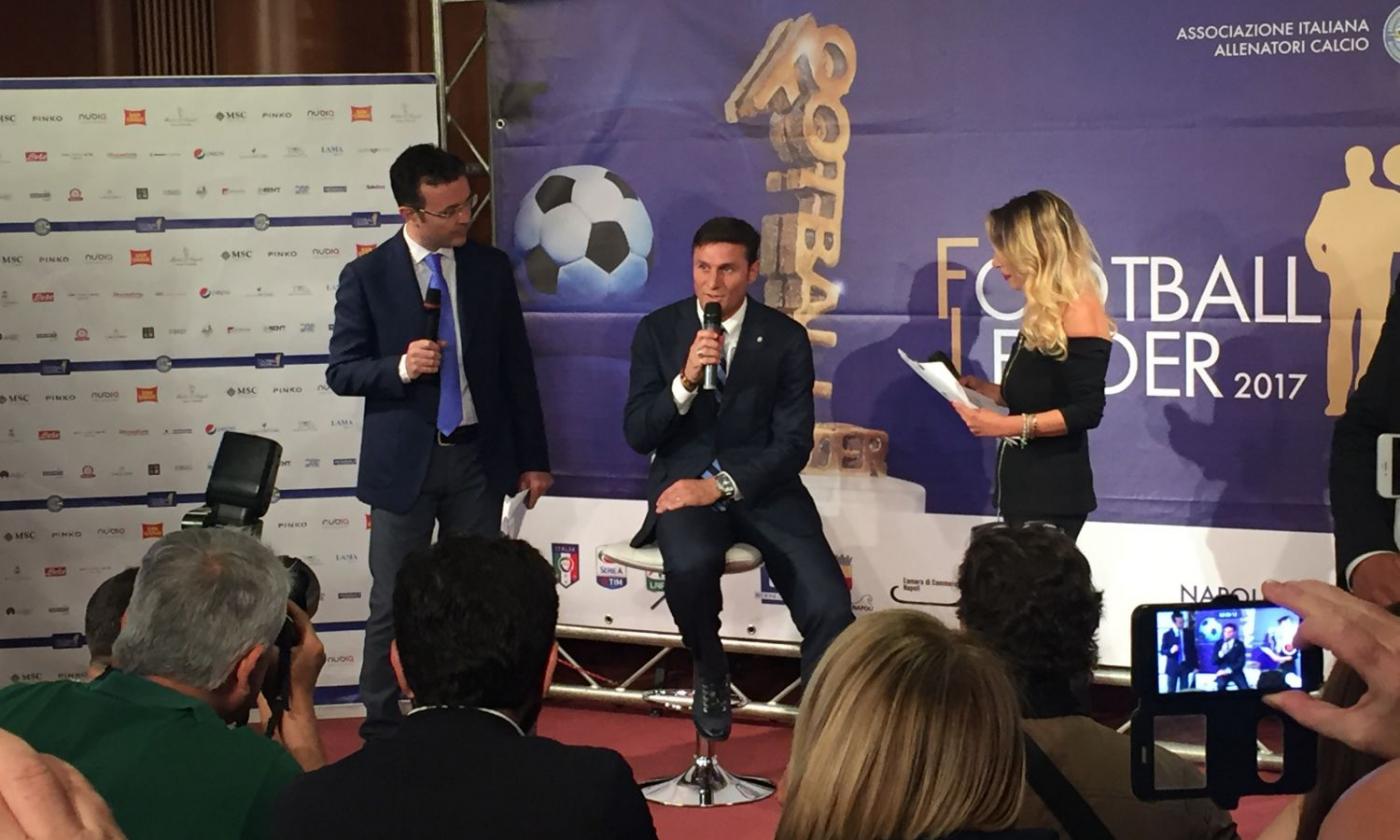 Zanetti premiato a 'Football Leader': 'Capisco l'emozione di Totti. Napoli da applausi'