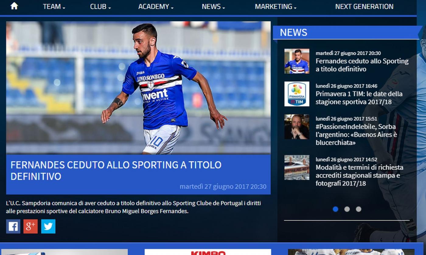 Sampdoria, UFFICIALE: Bruno Fernandes ceduto allo Sporting, clausola da 100 milioni di euro