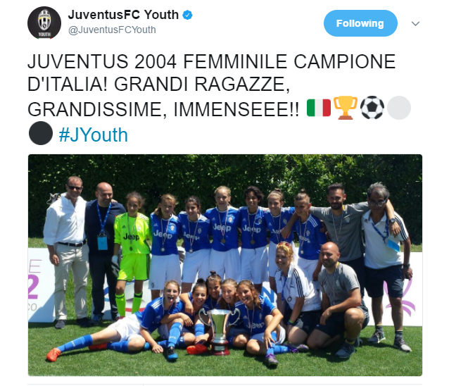 JUVENTUS 2004 FEMMINILE CAMPIONE D'ITALIA Giovanili & Women