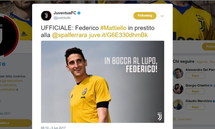 Spal, Mattiello: 'Rinato grazie alla Juve, e un giorno tornerò'