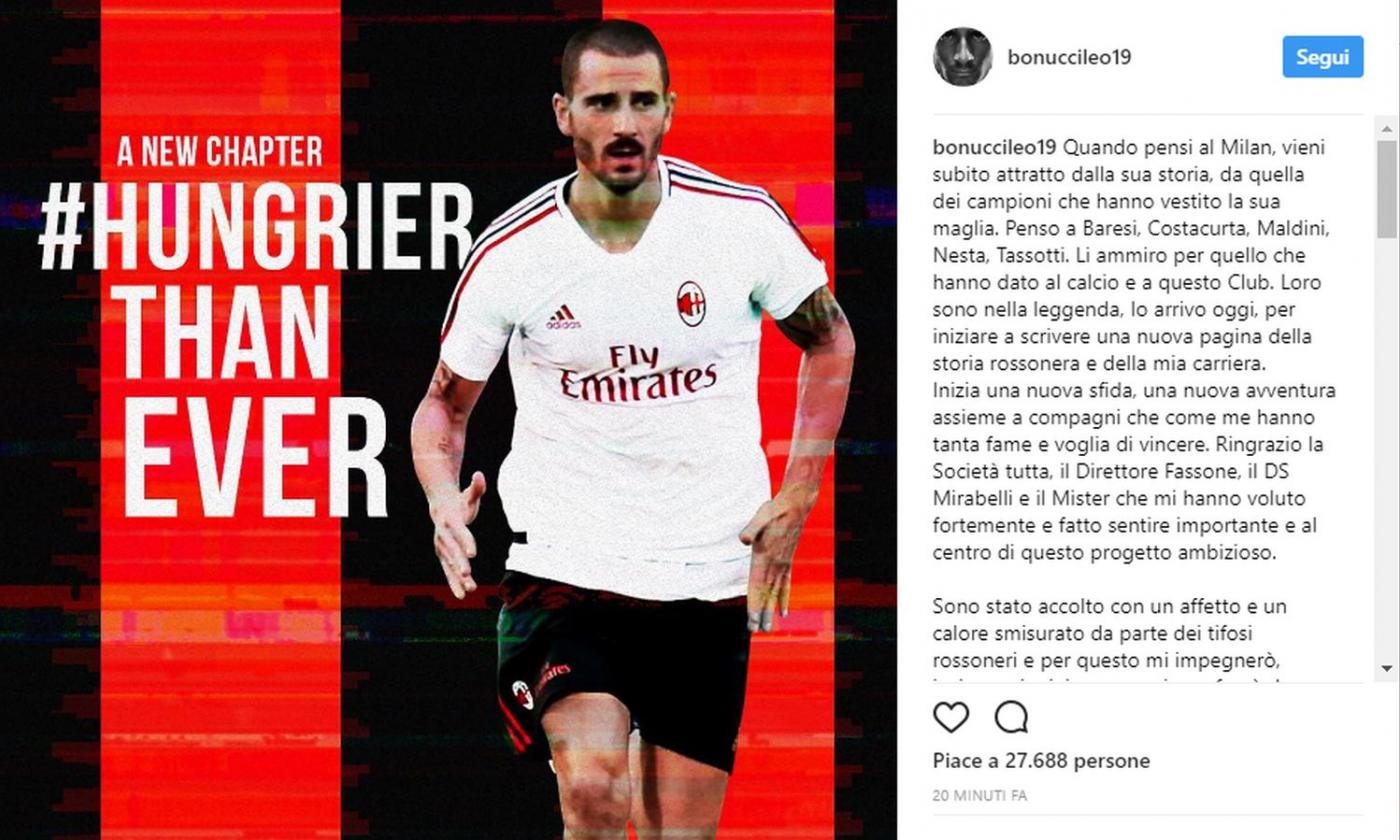 Milan, Bonucci: 'Qui per fare la storia'