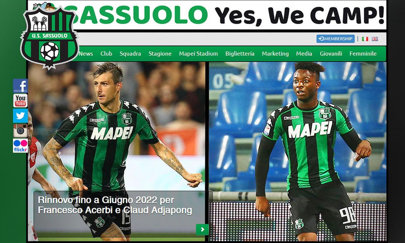 Sassuolo, UFFICIALE: rinnovo fino al 2022 per Acerbi e Adjapong. Carnevali: 'Francesco rimane con noi'