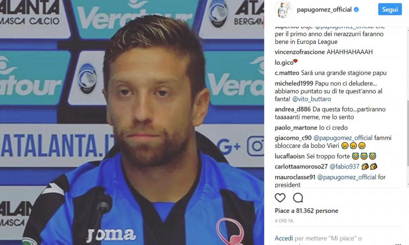 Atalanta, guarda Gomez: 'Ecco la mia faccia dopo il sorteggio...'