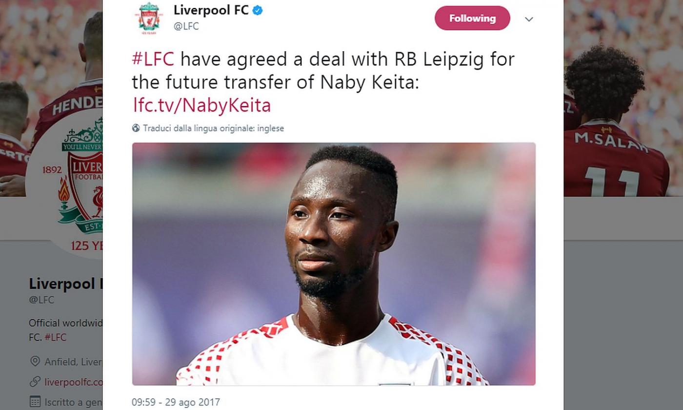 Liverpool, UFFICIALE: preso Keita. Pagata la clausola, arriverà nel 2018