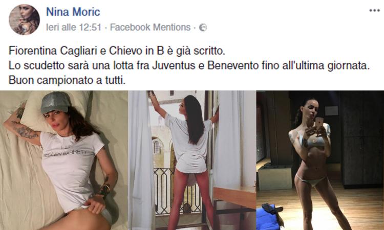 Nina Moric provocatrice: 'La Fiorentina andrà in B'. Pioggia di insulti FOTO
