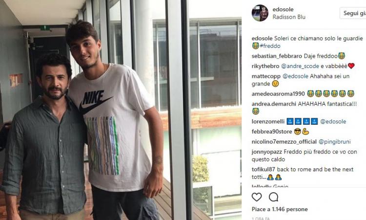 Roma, Soleri scherza col Freddo di Romanzo Criminale: 'Così ce chiamano solo le guardie' FOTO