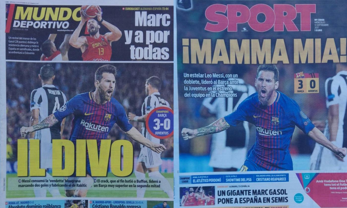 Barcellona-Juve, la rassegna stampa: 'Mamma mia!', 'Messi Divo' VIDEO