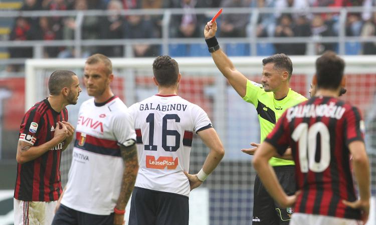 Milan, Bonucci espulso: salta la Juve