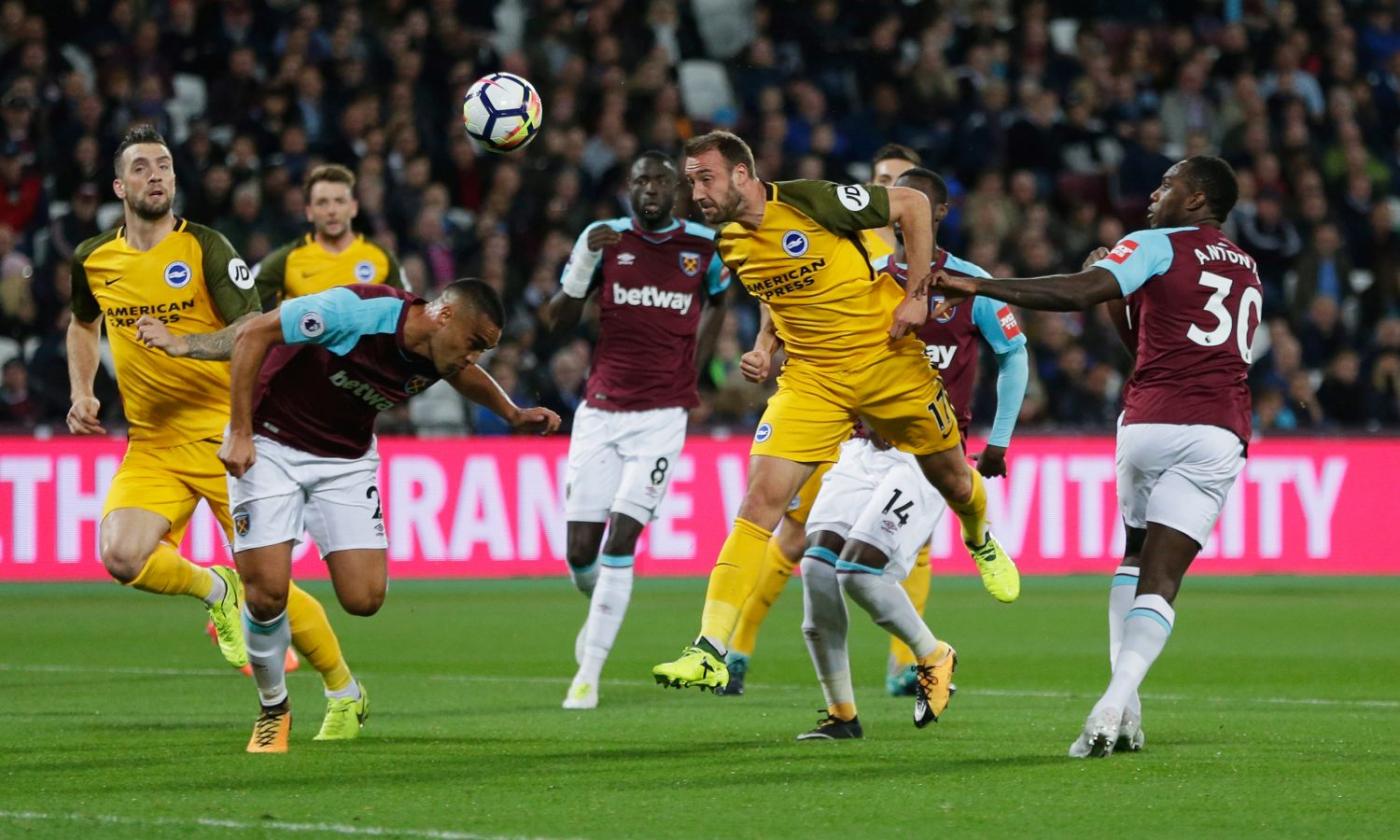 Premier: il West Ham crolla in casa, 3-0 Brighton