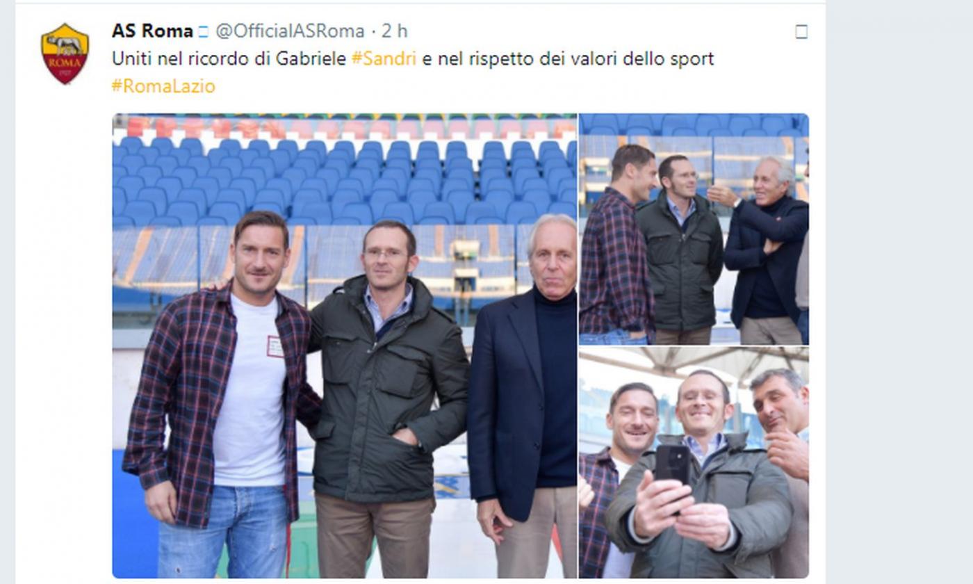 Derby di Roma, Totti e Peruzzi incontrano la famiglia di Gabriele Sandri