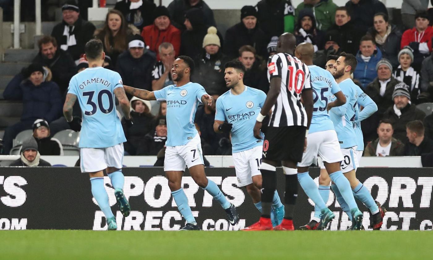 Premier League: contro il Newcastle basta Sterling, Man City a +15 sullo United