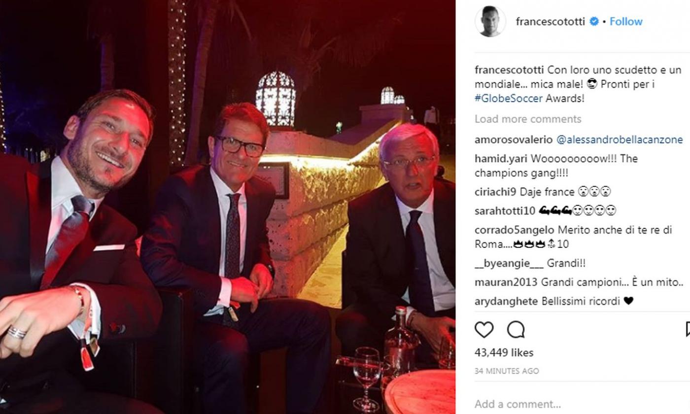 Roma, Totti con Lippi e Capello: 'Con loro uno scudetto e un mondiale' FOTO