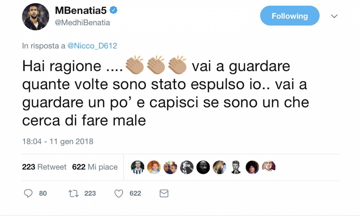 Gomitata a Pavoletti? Benatia stizzito: 'Guarda quante espulsioni ho preso'