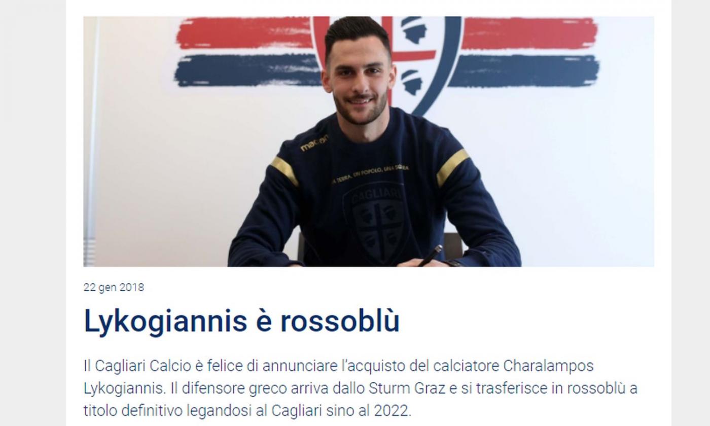 Convocati Cagliari: c'è subito Lykogiannis