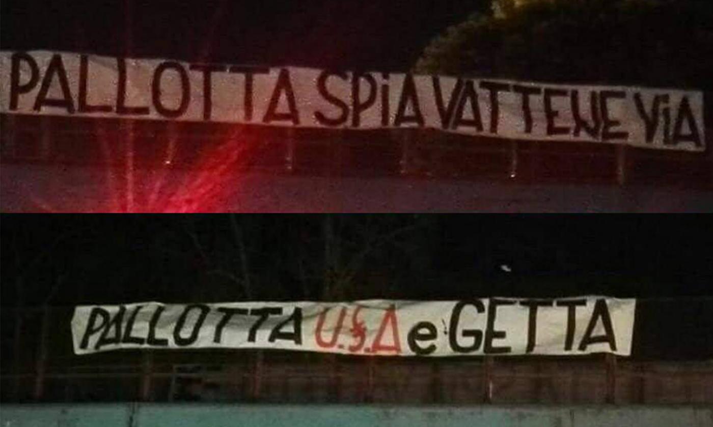 Roma, striscioni contro Pallotta: 'Spia, vattene via' e 'Usa e getta' FOTO