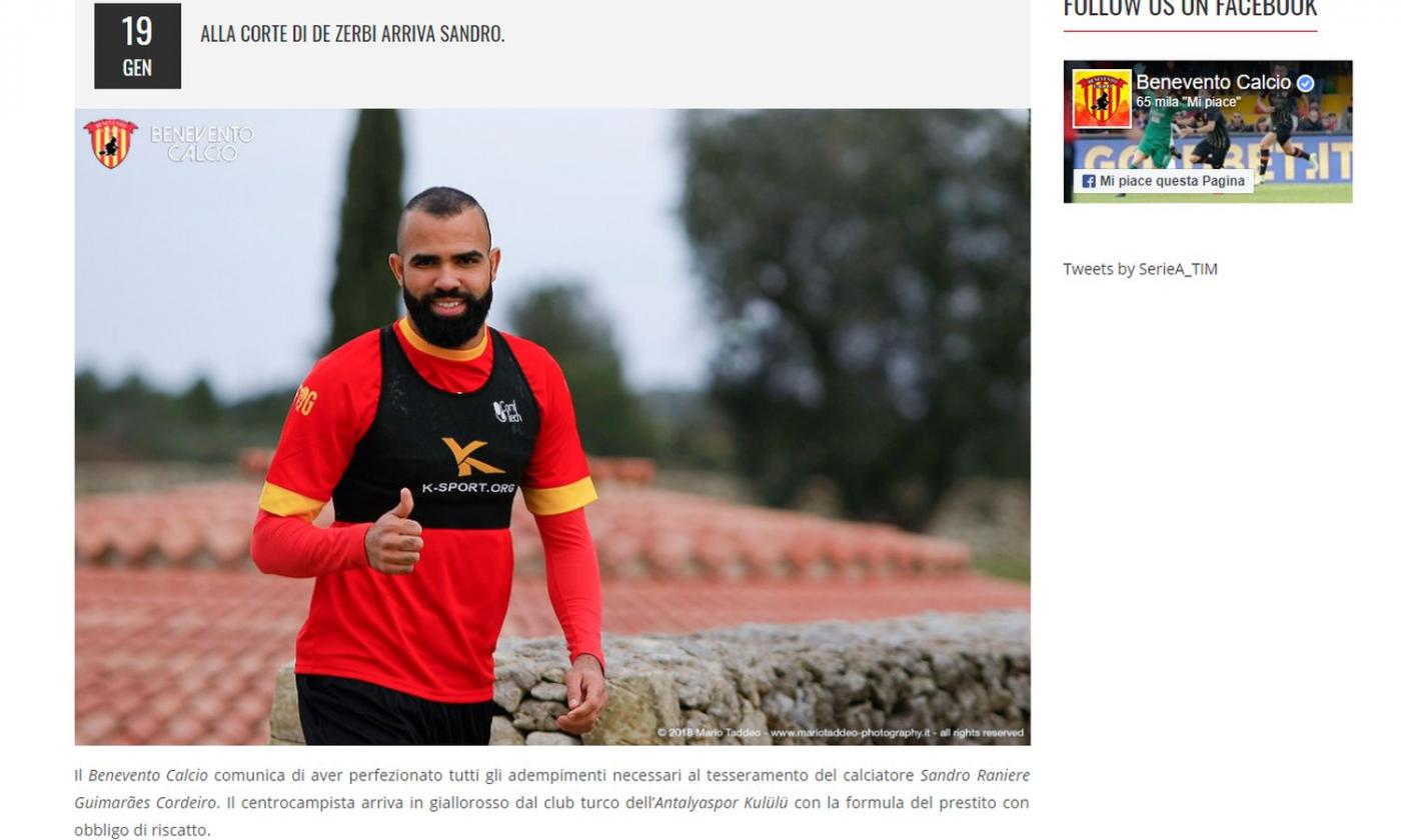 Convocati Benevento: subito Sandro e Guilherme