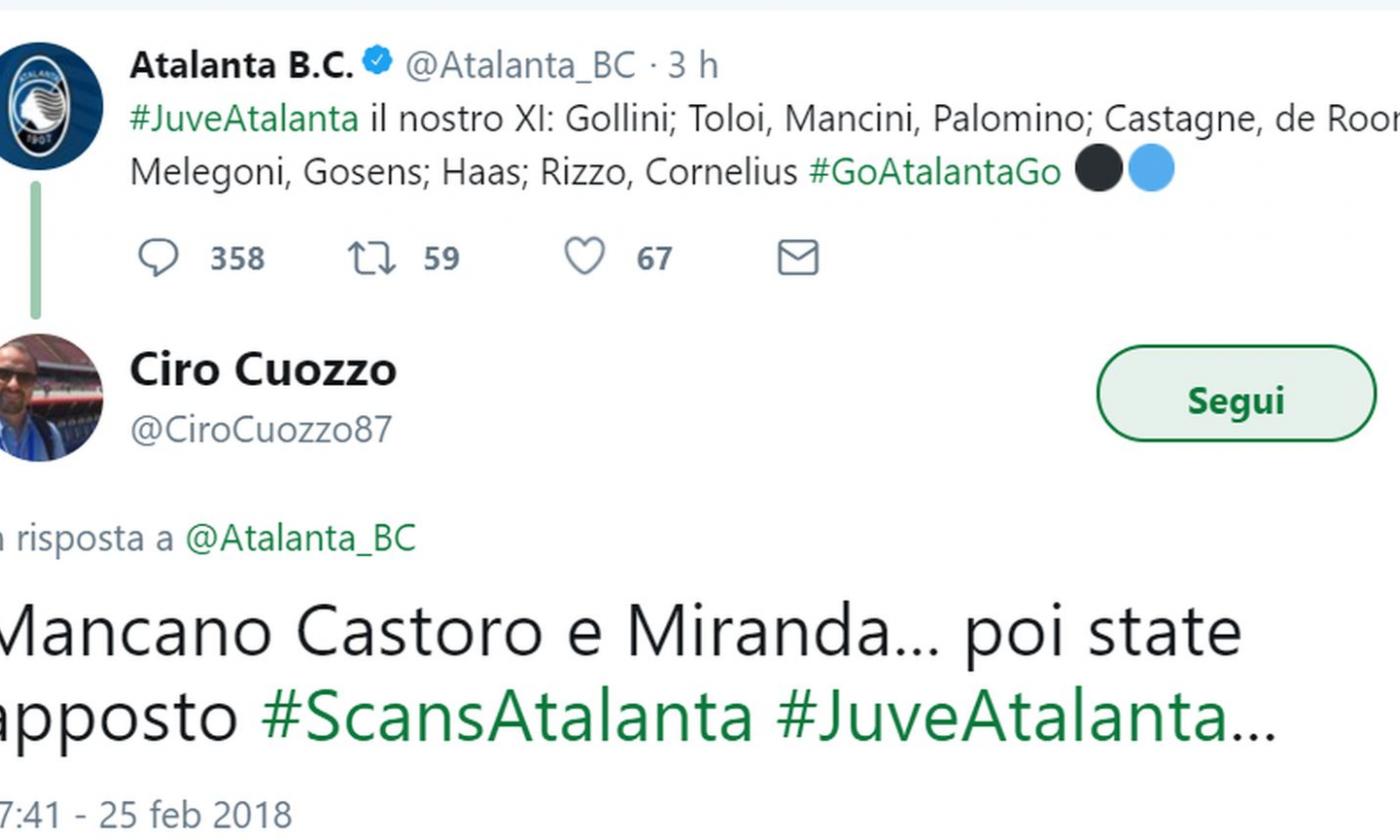 #ScansAtalanta, bufera social contro Gasperini: riserve anche nel recupero?