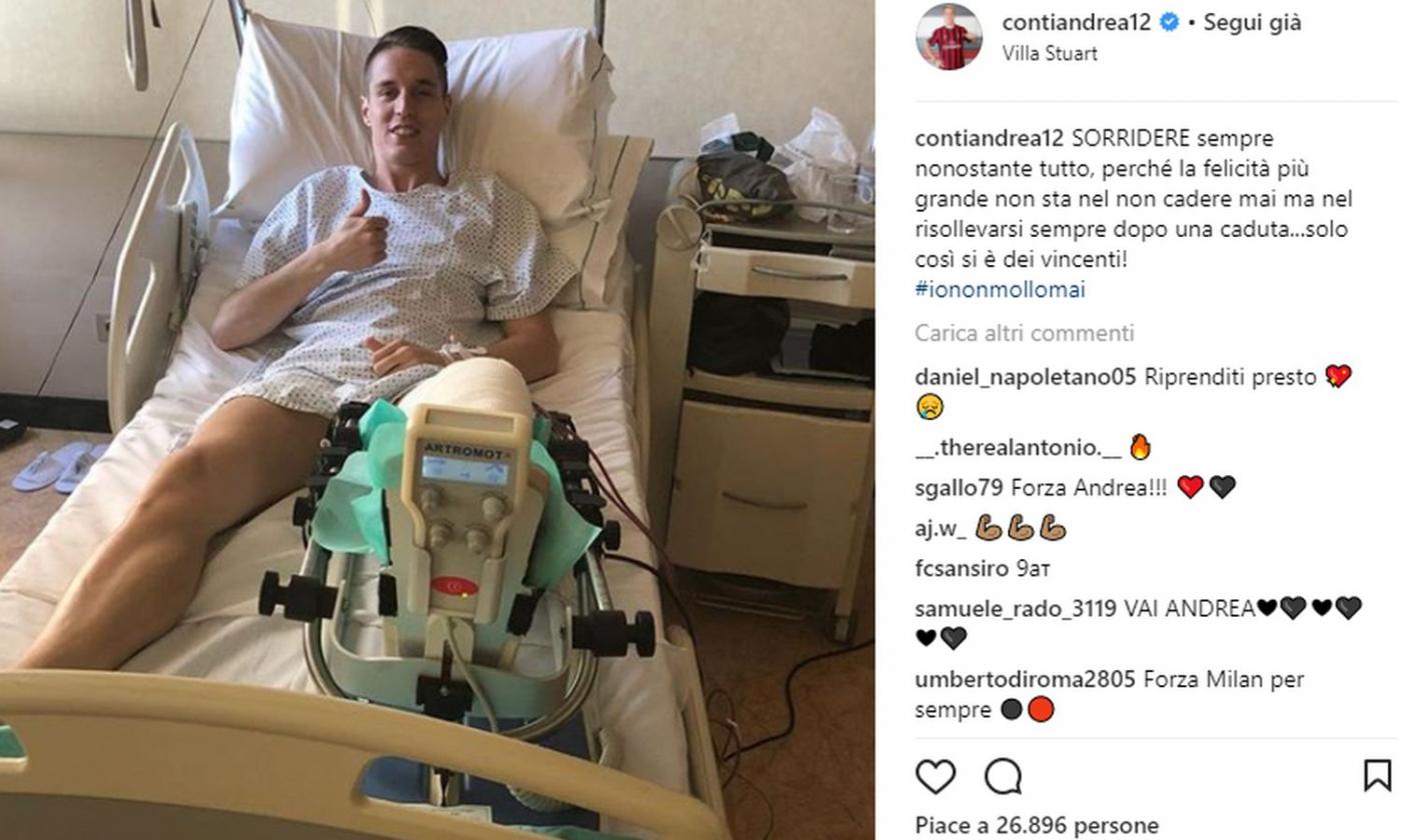 Conti shares social media message after knee surgery