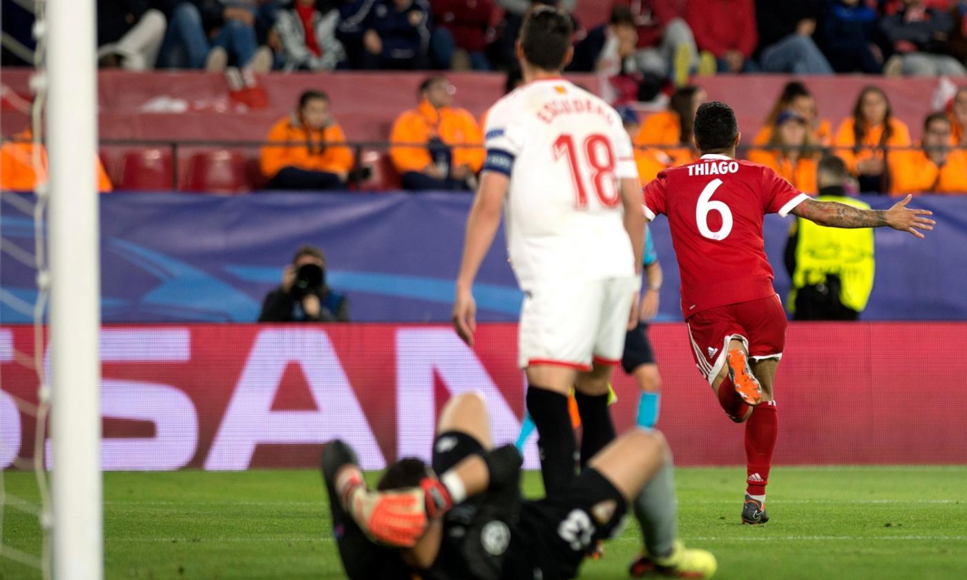 Siviglia-Bayern 1-2: Thiago Alcantara completa la rimonta e Montella va ko