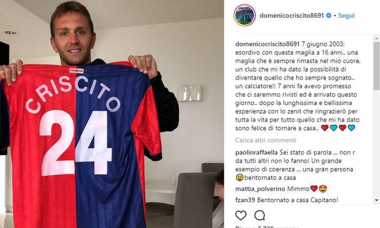 Genoa, Criscito annuncia il ritorno: 'L'avevo promesso, è arrivato il giorno'