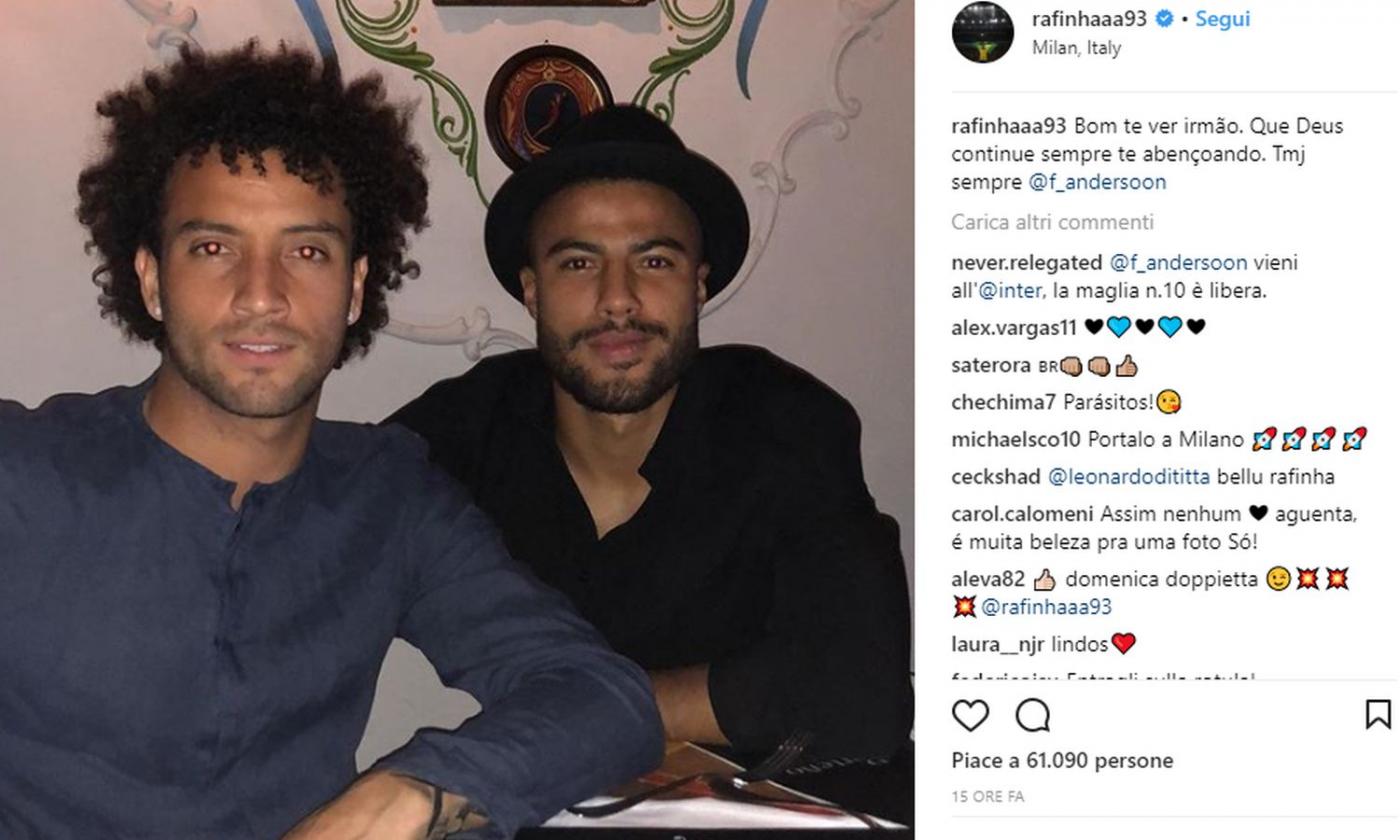 Rafinha cena con Felipe Anderson: 'Che piacere vederti!' FOTO