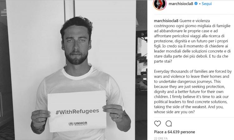 Marchisio pro rifugiati, polemiche sui social