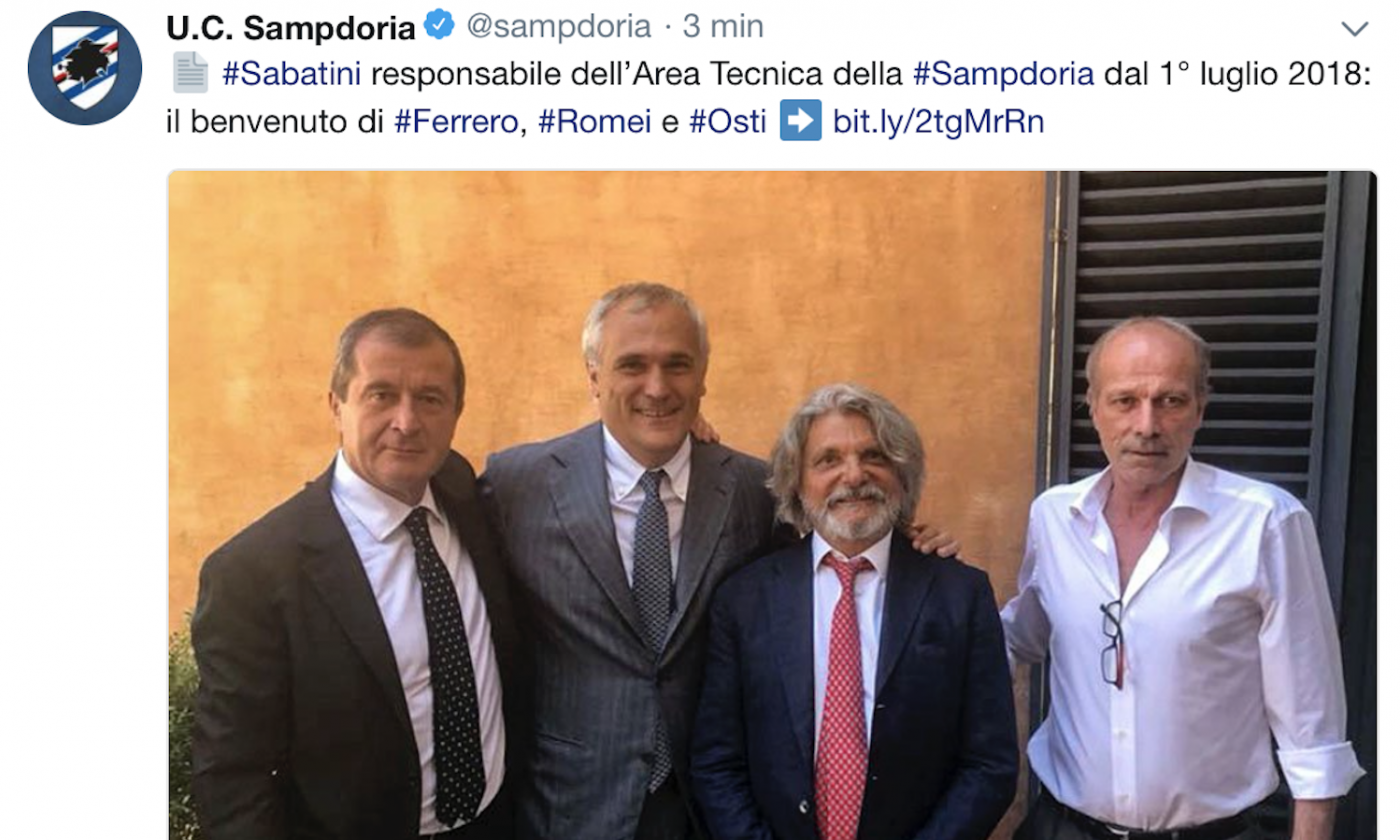 Sampdoria, ecco Sabatini: 'Non siamo inferiori alla Juve, Ferrero è un artista. L'Inter è stata una feroce delusione'