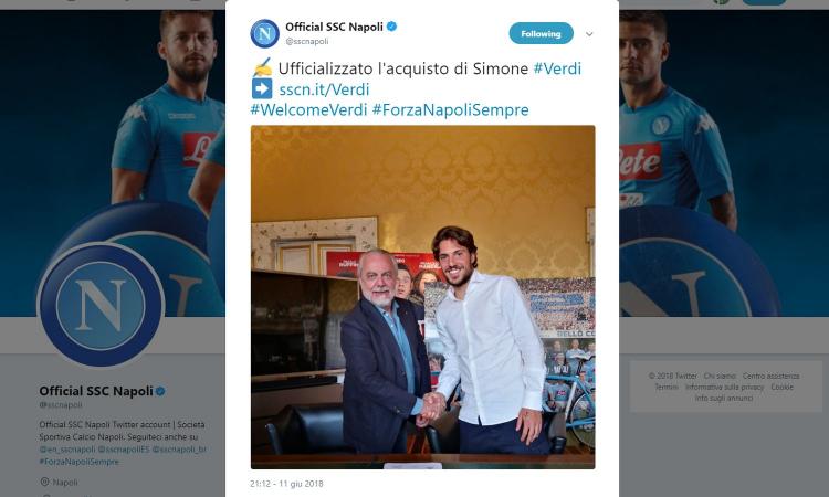 Napoli, UFFICIALE: preso Verdi