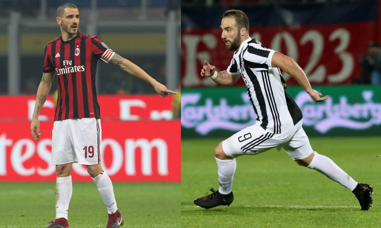 Juve-Milan: sul piatto Higuain, Bonucci e Caldara, i dettagli