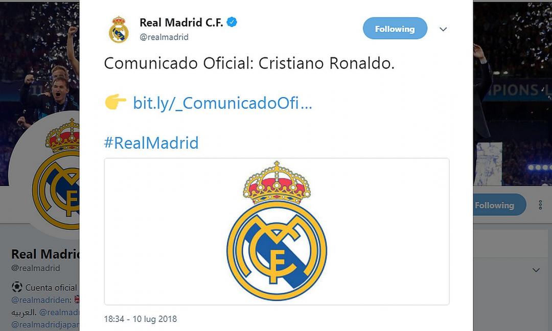 Ronaldo alla Juve: il Comunicato del Real Madrid