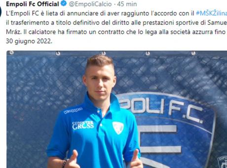 Empoli, Mraz a Crotone: ci siamo
