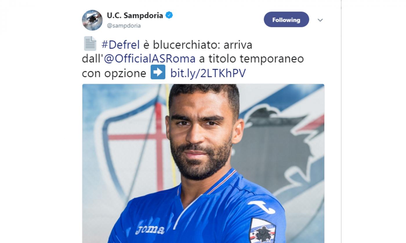 Sampdoria, Defrel: 'Ringrazio per la fiducia, spero di fare tanti gol'