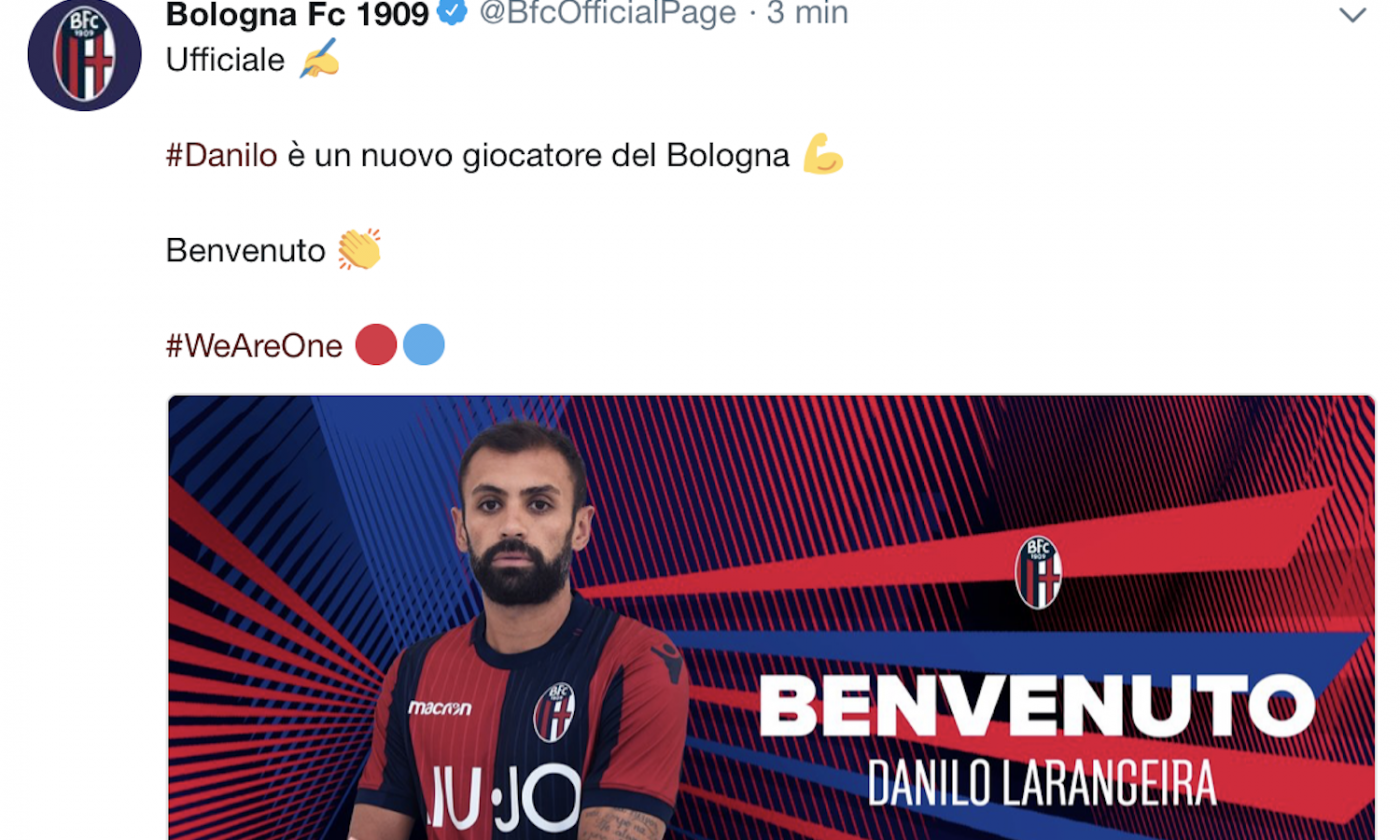 Bologna, Danilo: 'Volevo venire qui, ho già parlato con Inzaghi'