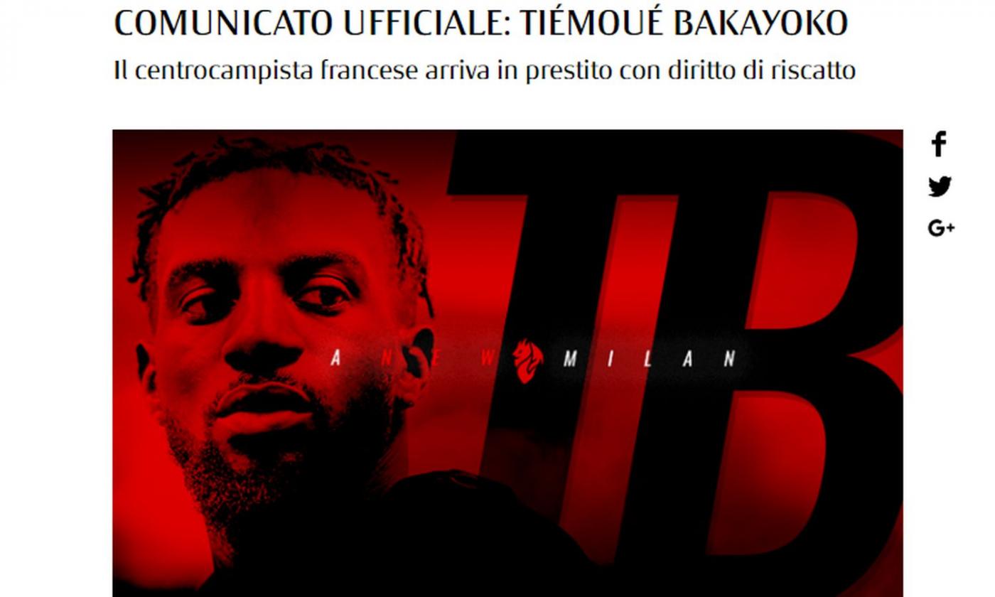 Milan, UFFICIALE Bakayoko: i dettagli