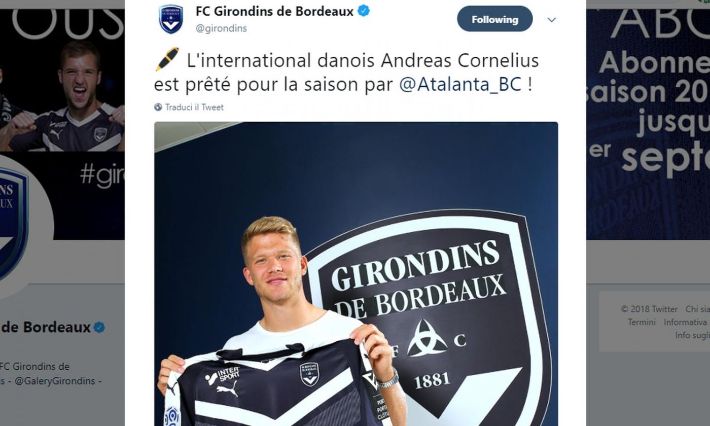 Atalanta, UFFICIALE: Cornelius passa in prestito al Bordeaux