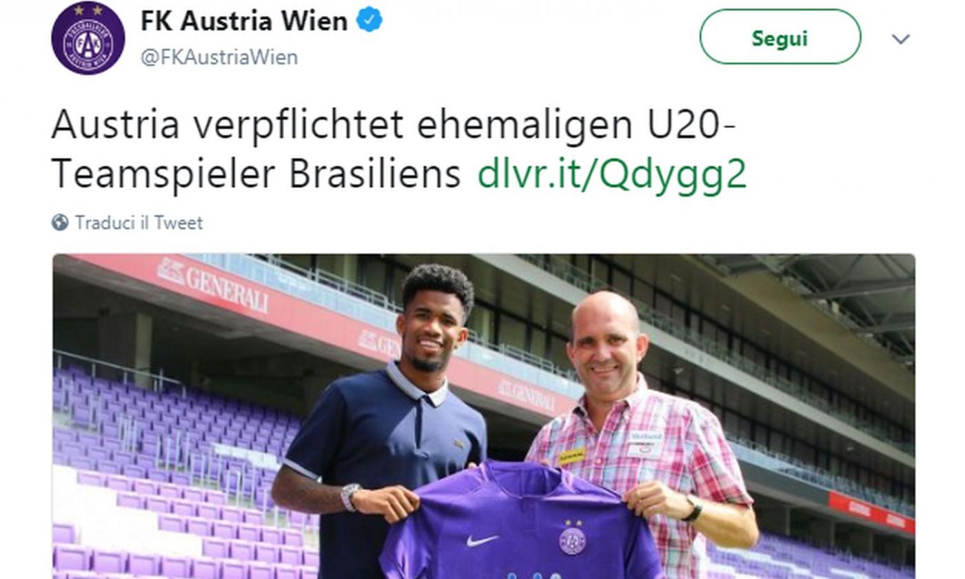 Udinese, UFFICIALE: Ewandro all'Austria Vienna