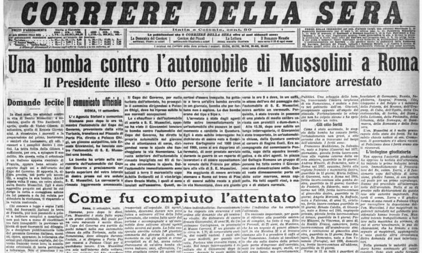 1926: la morte di Karoly, l'Alba Audace e il fallito attentato contro Mussolini 