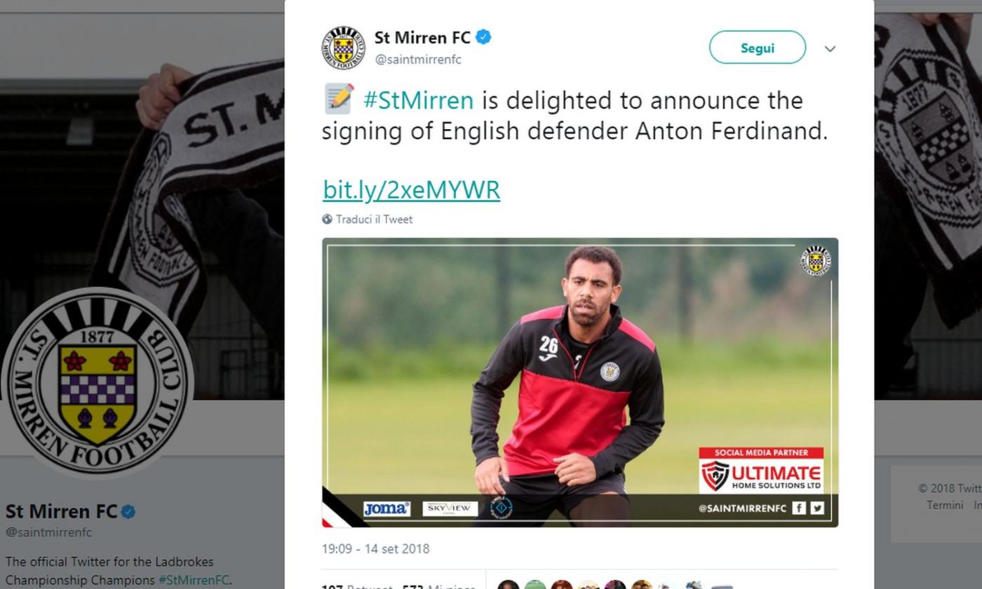 St. Mirren, UFFICIALE: ha firmato Anton Ferdinand