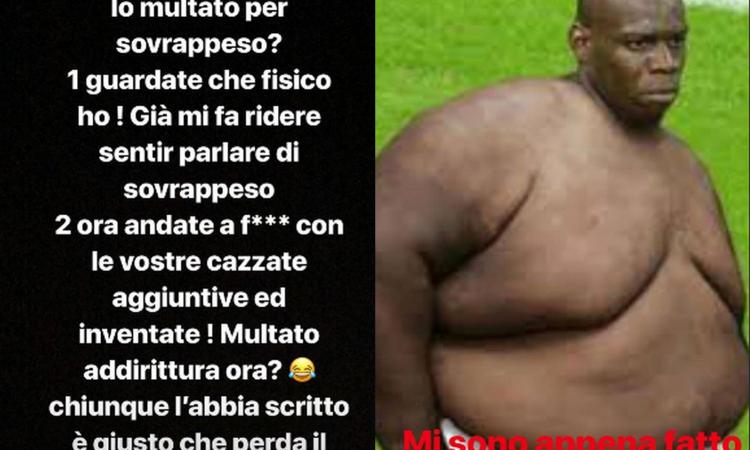 Balotelli si sfoga: 'Io sovrappeso? Mi fate ridere, andate a f.....o!'