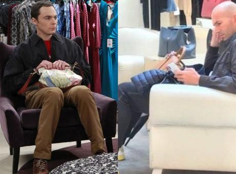 Shopping e noia con la moglie, Zidane-Sheldon Cooper aspetta una panchina...