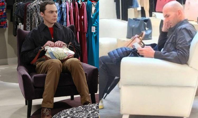 Shopping e noia con la moglie, Zidane-Sheldon Cooper aspetta una panchina...