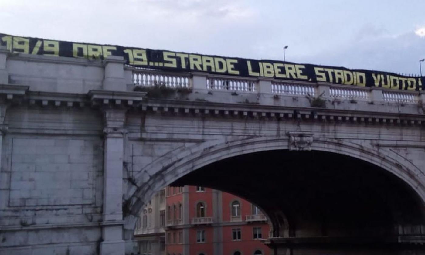 'Strade libere, stadio vuoto': la protesta di Genova per Sampdoria-Fiorentina