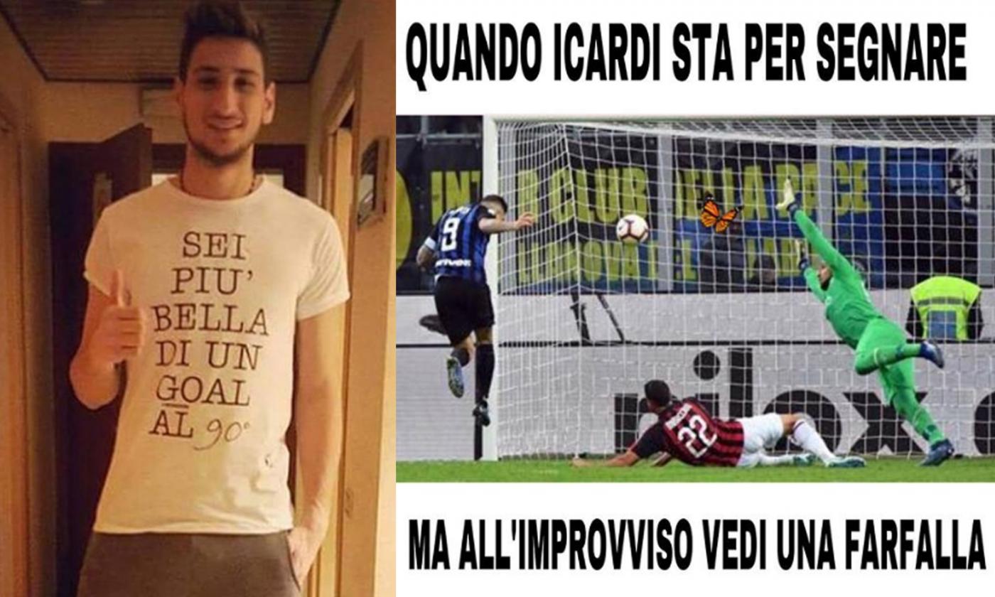 Donnarumma, l'uscita a vuoto su Icardi scatena il web: da 'Era meglio il fratello' a 'Non era meglio di Buffon?' FOTO