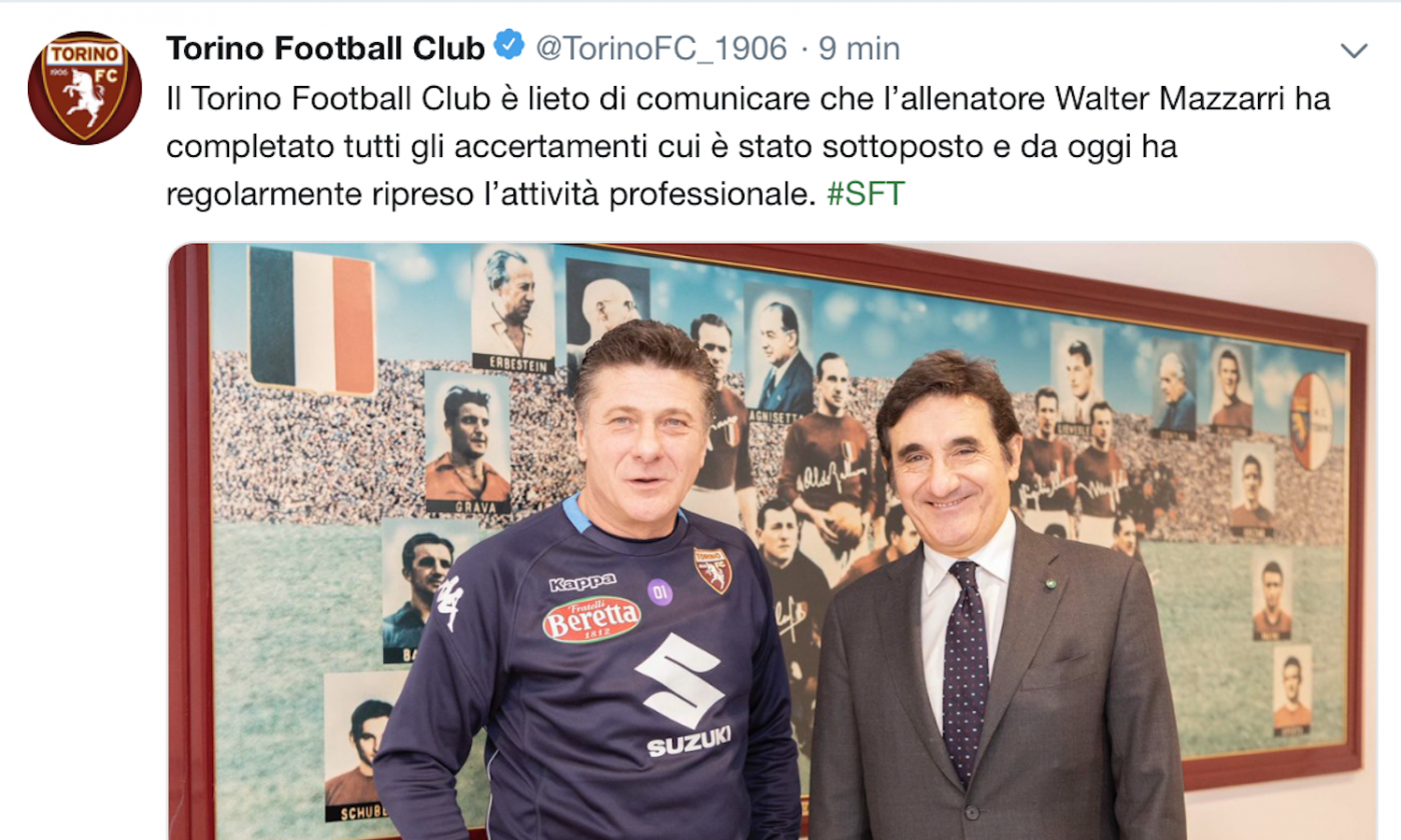 Torino: Mazzarri returns to bench after illness