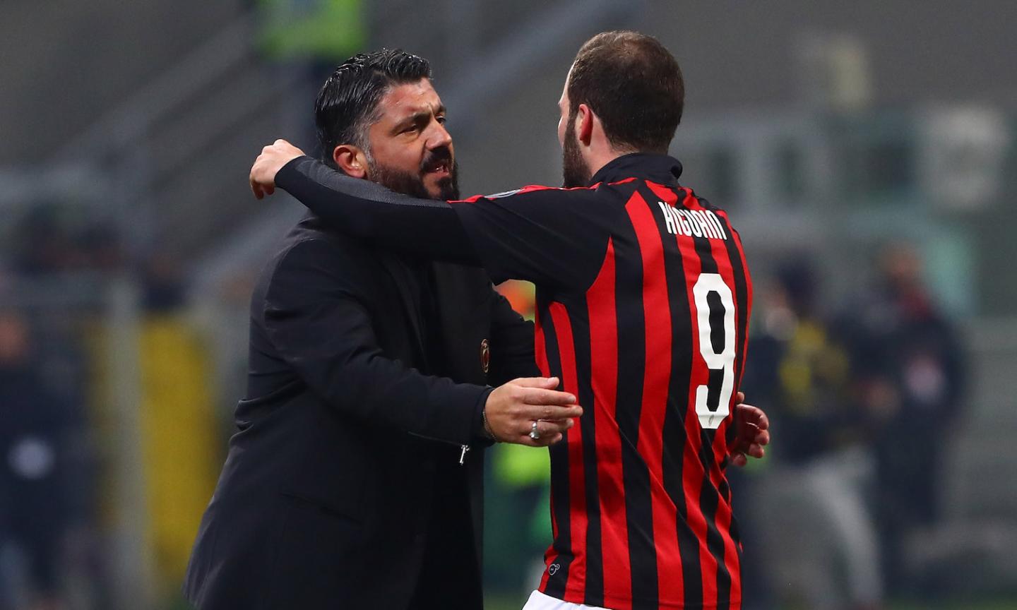 Samp-Milan, Higuain abbraccia Gattuso