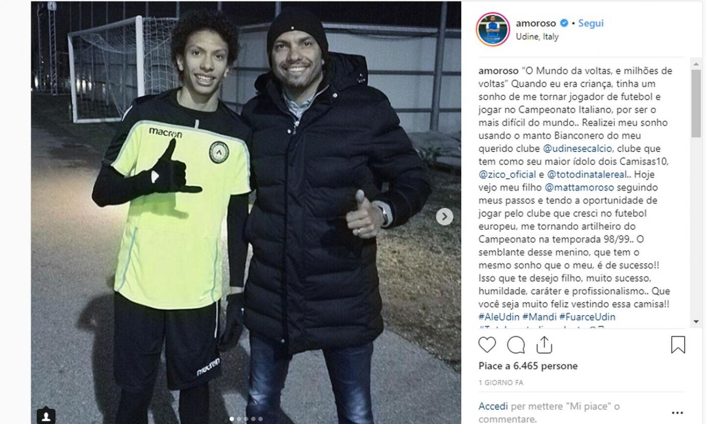 Udinese: tesserato il figlio di Marcio Amoroso, giocherà nell'Under 16