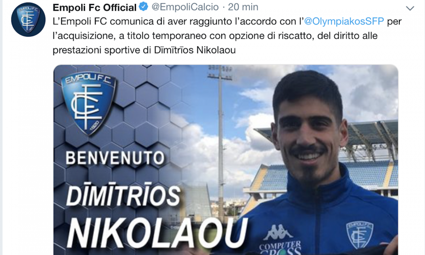 Empoli, UFFICIALE: colpo Nikolaou